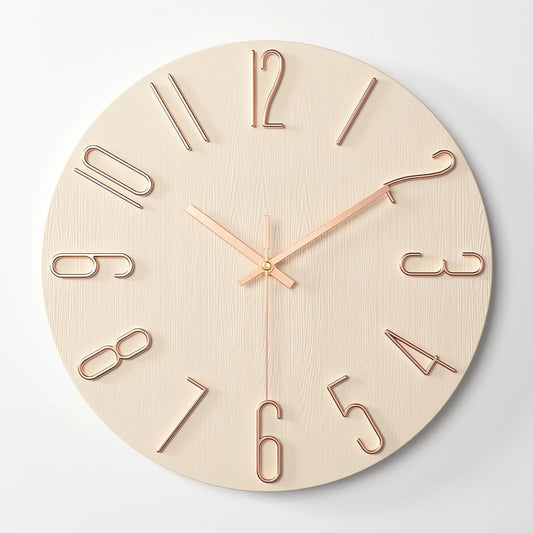 Reloj Pared Beige Minimalista 30cm Silencioso