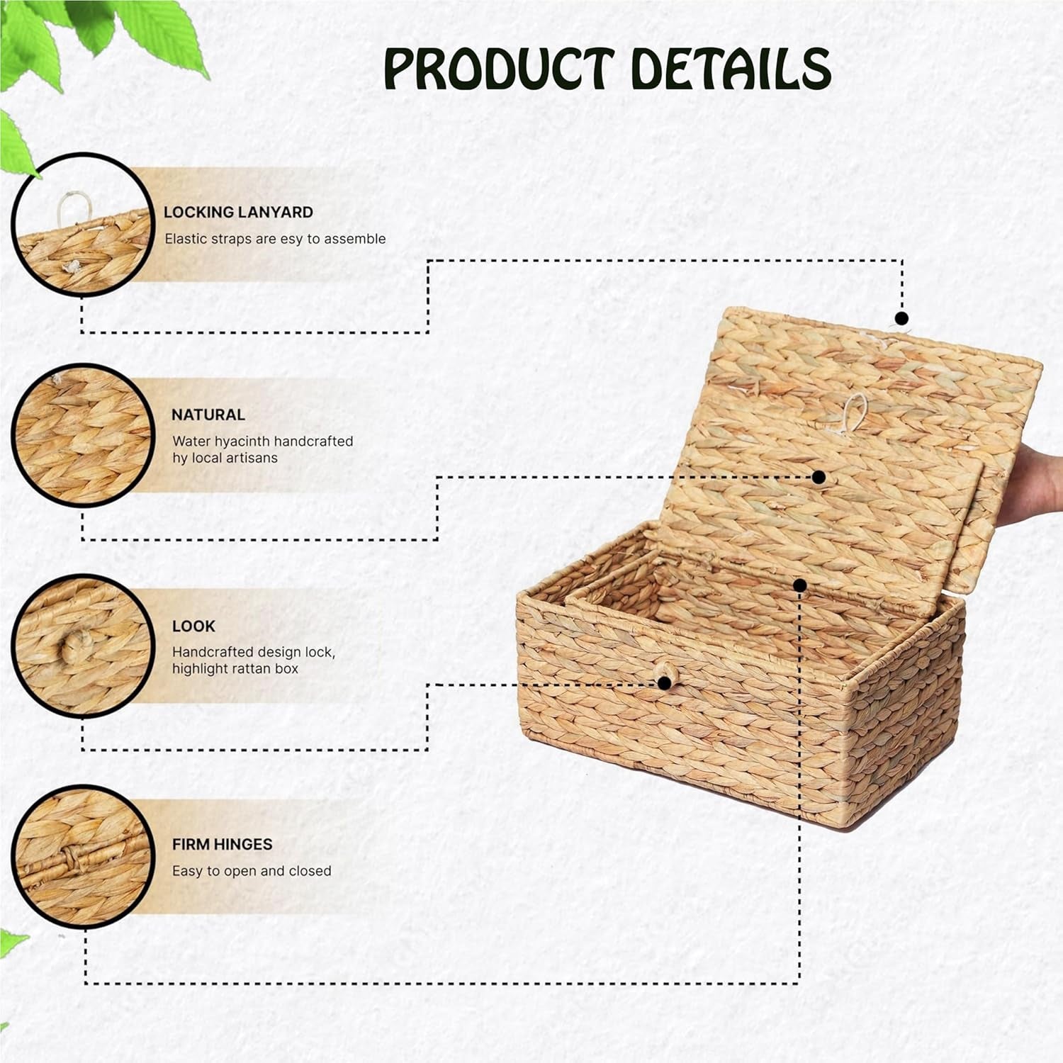 Set 2 Cajas Rattan con Tapa