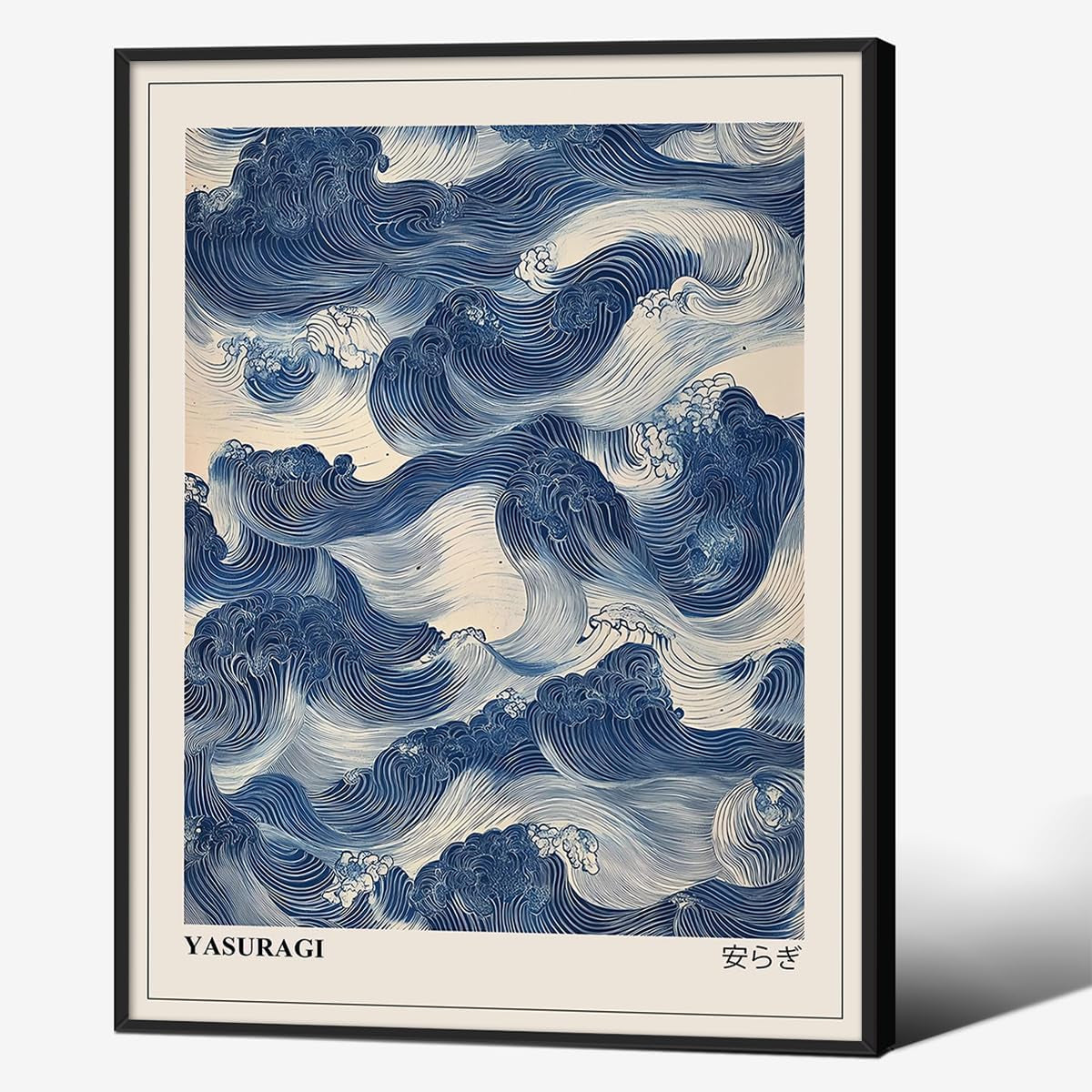 Cuadro Japonés Olas Azules 30x40cm