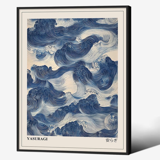 Cuadro Japonés Olas Azules 30x40cm