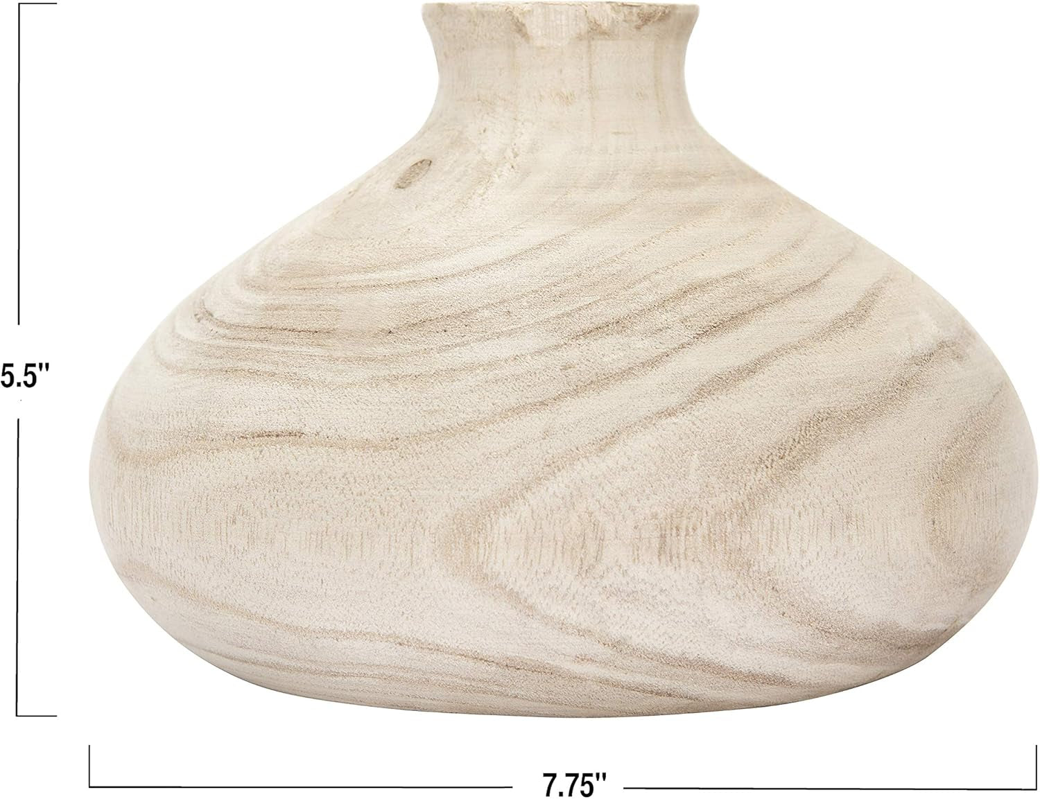 Jarrón Decorativo de Madera Paulownia Natural
