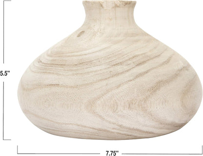 Jarrón Decorativo de Madera Paulownia Natural