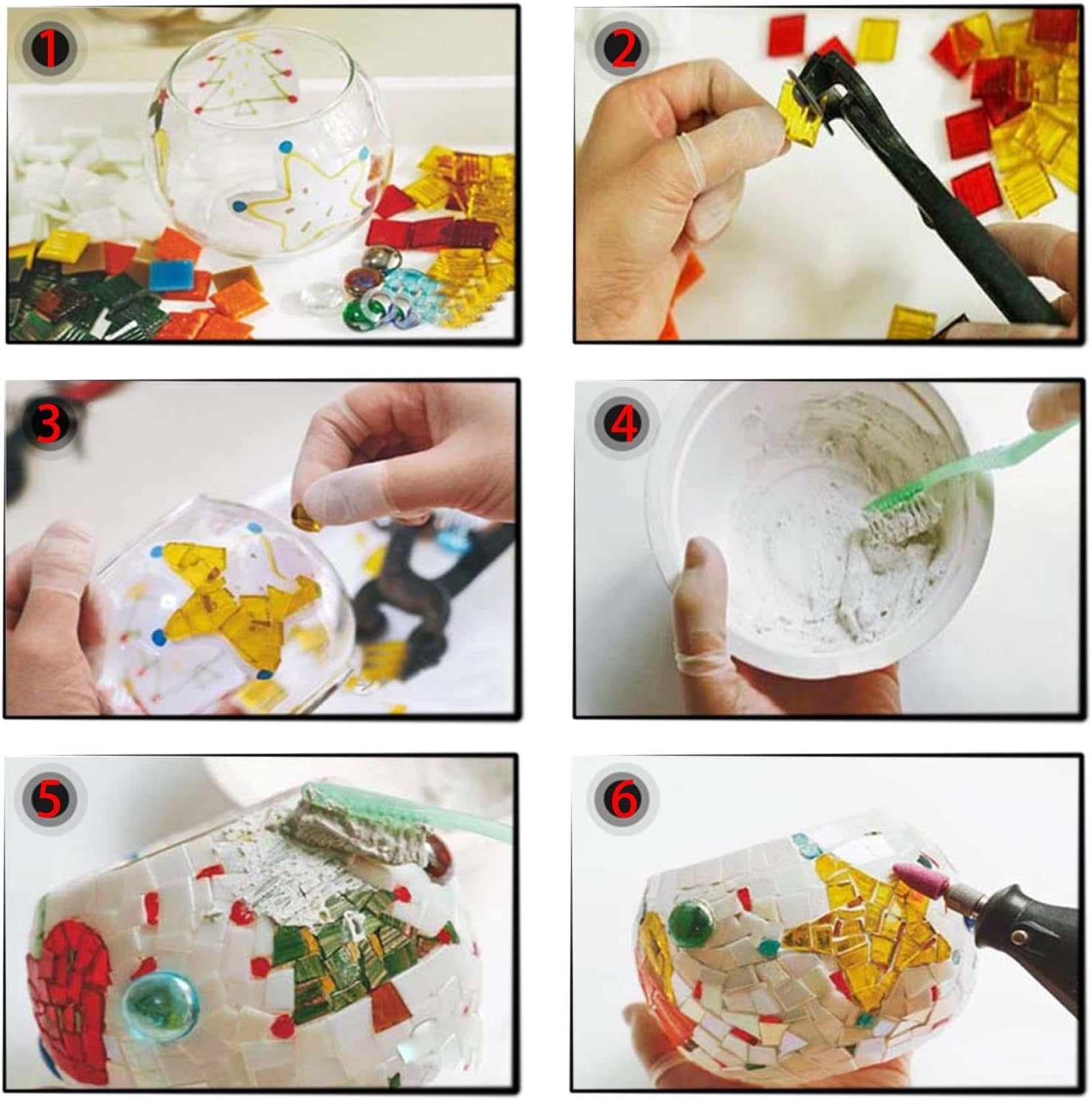 Porta Vela Cristal Ámbar Mosaico Handmade