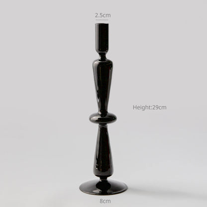 Florero de Vidrio Negro Creativo – Portavelas Decorativo Nórdico para Escritorio y Hogar