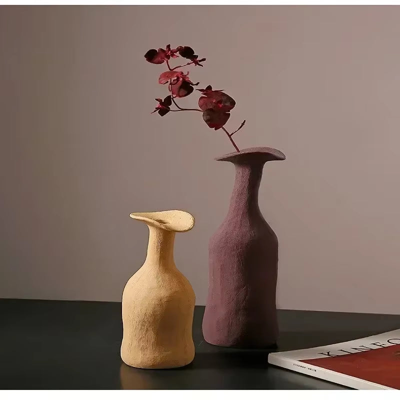 Florero de Cerámica Hecho a Mano Estilo Nórdico – Diseño Texturizado para Decoración Elegante