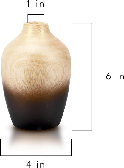 Jarrón de Madera de Mango Tallado a Mano 15 cm