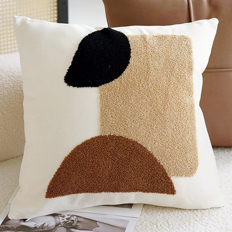 Funda de Almohadón Vintage Nórdica 45x45 cm – Marrón Crema, Estilo Simple y Sofisticado