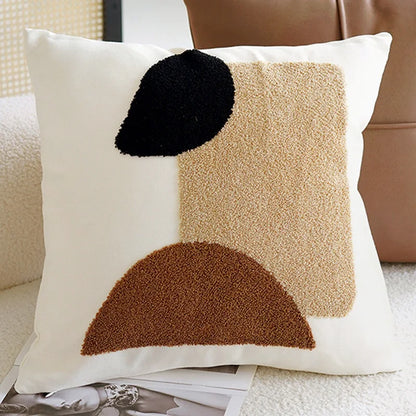 Funda de Almohadón Vintage Nórdica 45x45 cm – Marrón Crema, Estilo Simple y Sofisticado