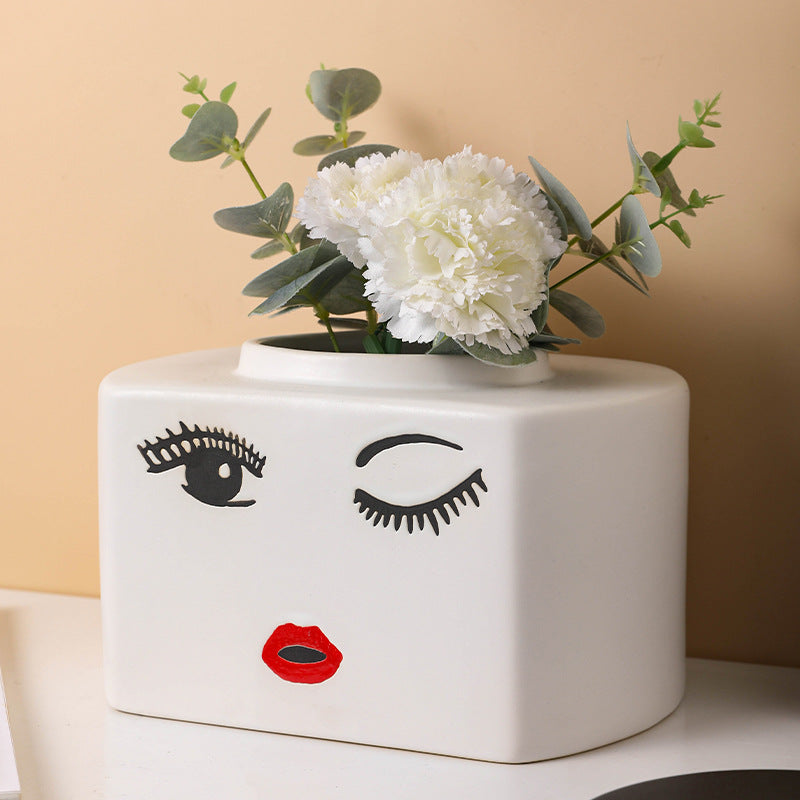 Florero de Cerámica Pintada Estilo Nórdico – Decoración para Living y Hogar