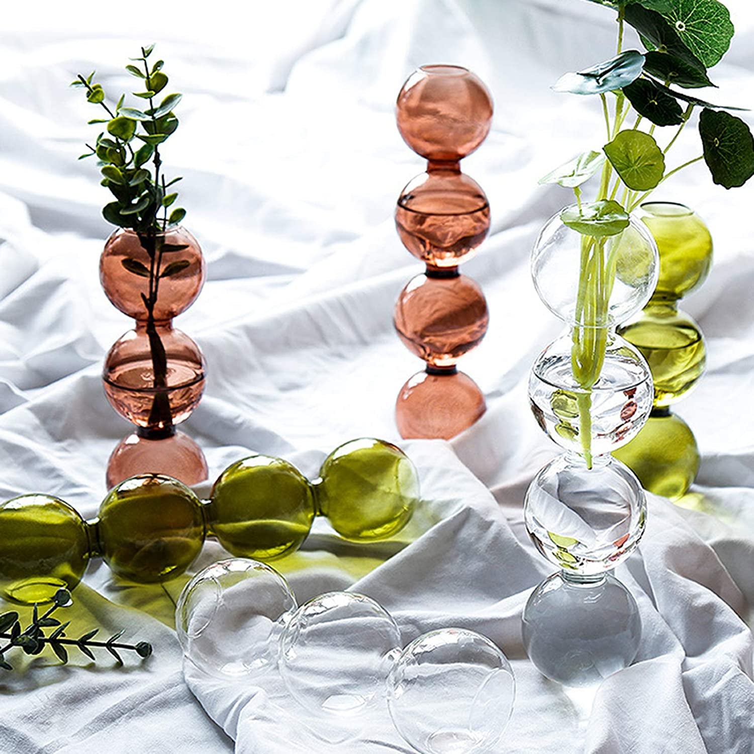 Florero Esférico de Vidrio Transparente Estilo Nórdico – Jarrón Decorativo para Hidroponía