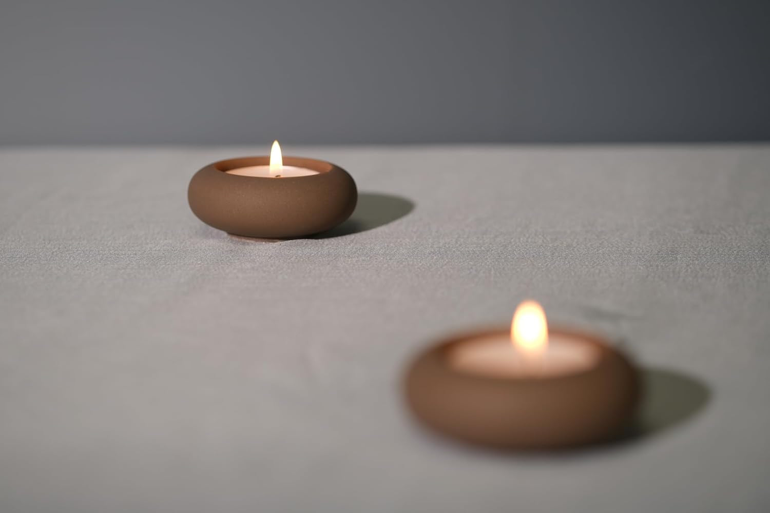 Set Portavelas Piedra Cemento 2 Piezas