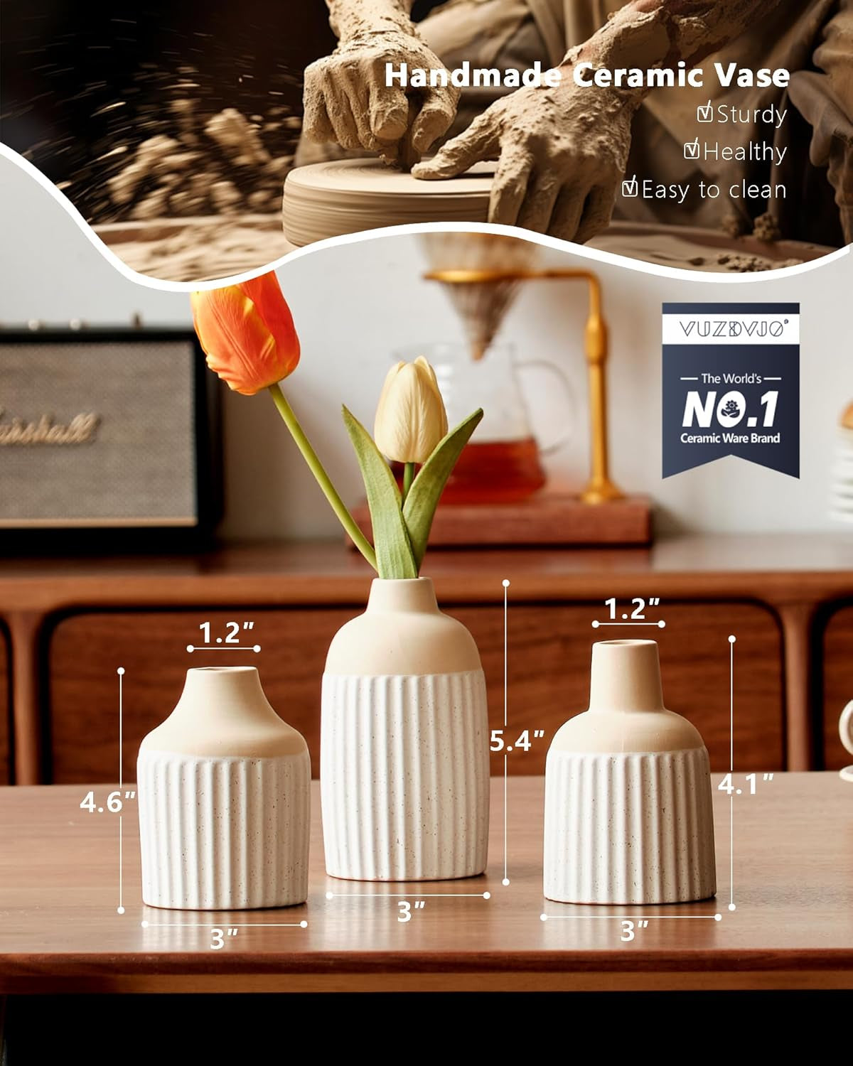 Set de 3 Jarrones Cerámicos Boho Modernos