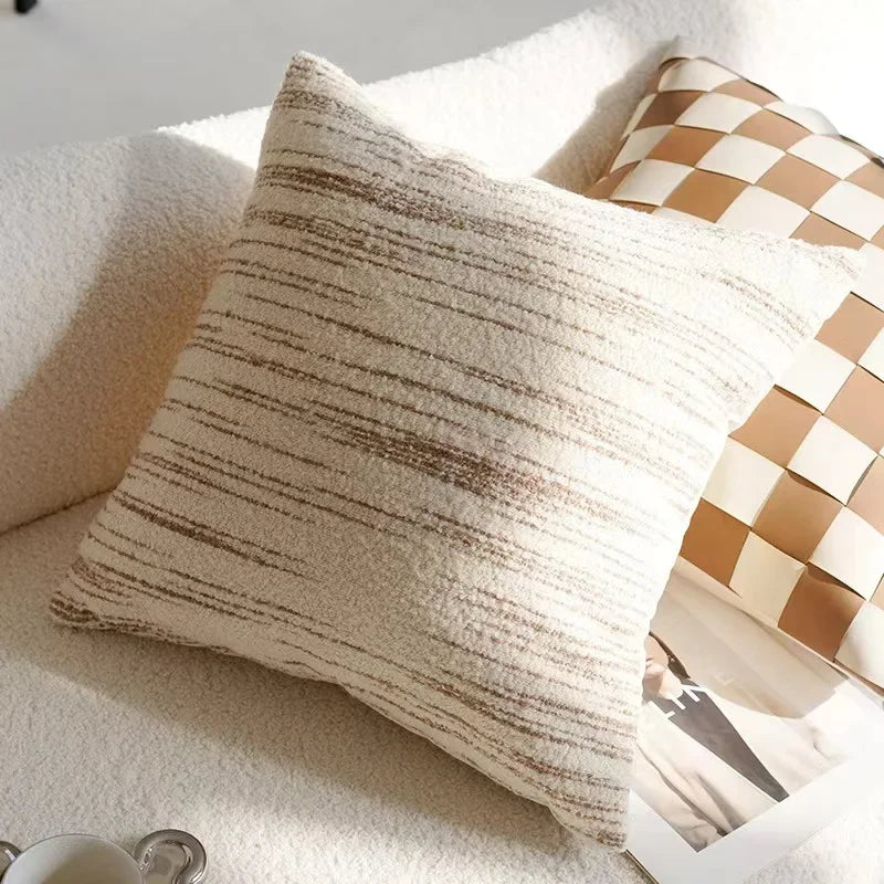 Funda de Almohadón Vintage Nórdica 45x45 cm – Marrón Crema, Estilo Simple y Sofisticado