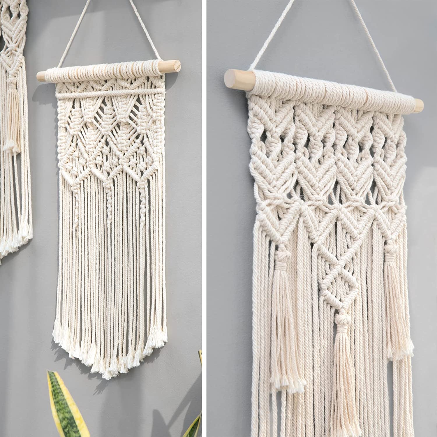 Set x2 Colgantes Macramé Boho Chic – Decoración de Pared 45x24 cm