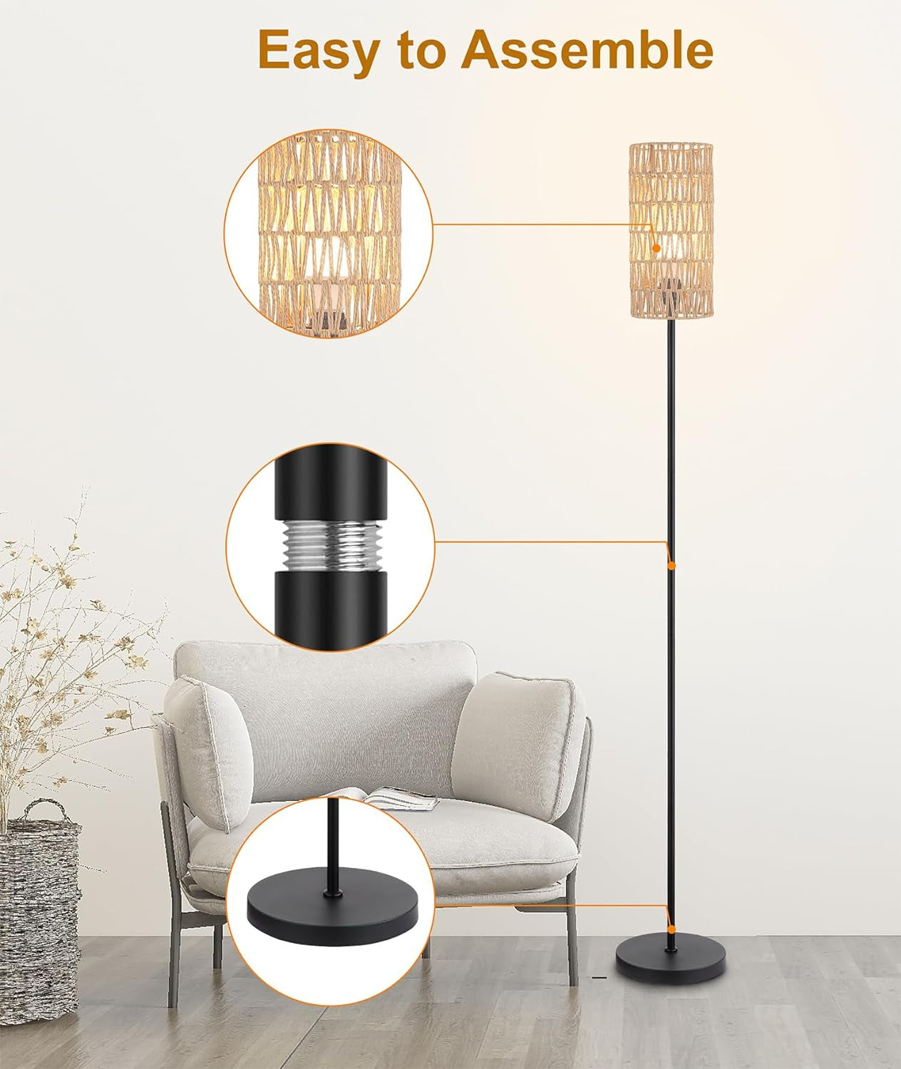 Lámpara de Pie Rattan Natural