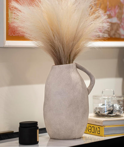 Jarrón Cerámico Blanco con Asa 25 cm