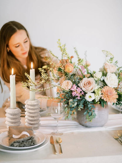 Candelabros Travertino Natural x2