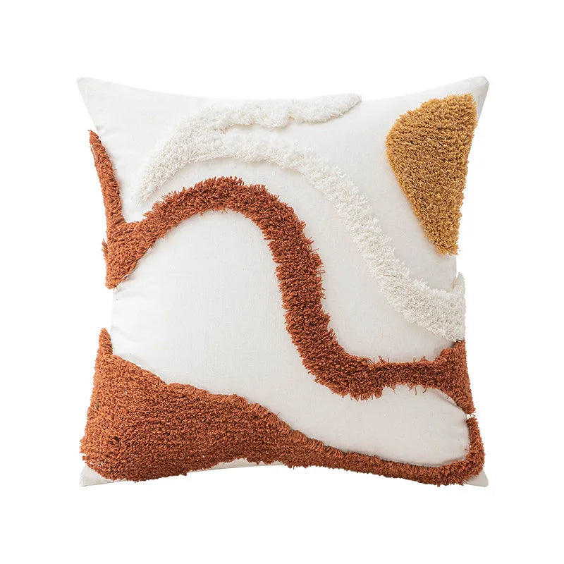 Funda de Almohadón Vintage Nórdica 45x45 cm – Marrón Crema, Estilo Simple y Sofisticado
