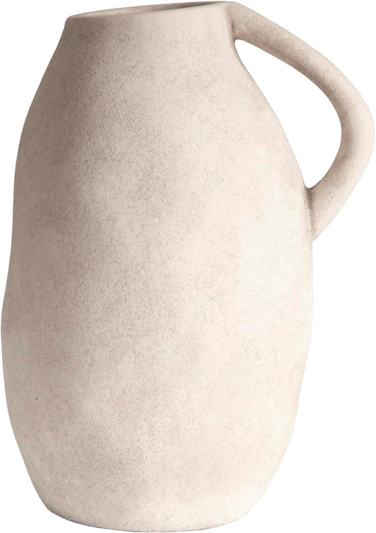 Jarrón Cerámico Blanco con Asa 25 cm