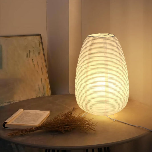 Lámpara de Mesa de Papel de Arroz Estilo Japonés – Luz de 3 Colores Wabi-Sabi con Bombilla Incluida