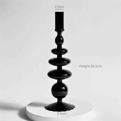 Florero de Vidrio Negro Creativo – Portavelas Decorativo Nórdico para Escritorio y Hogar