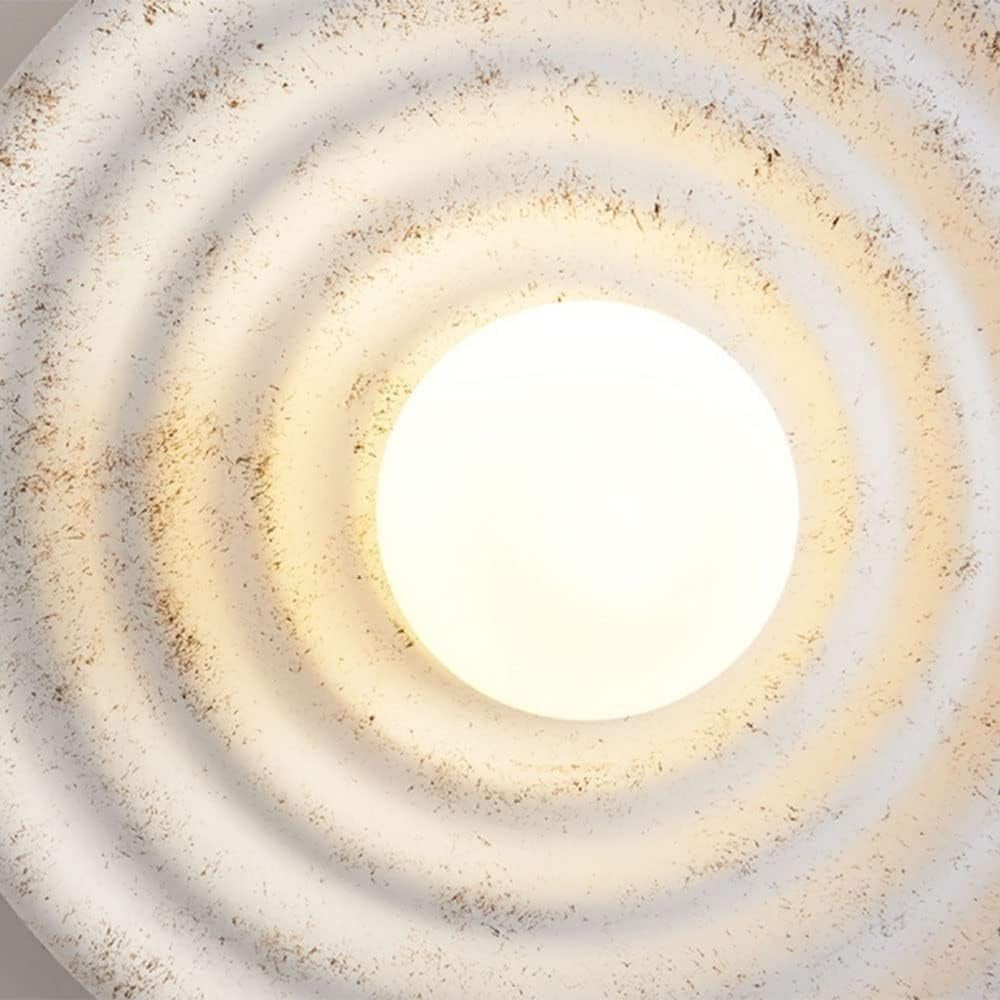 Aplique de Pared LED Estilo Japonés Wabi-Sabi – Lámpara Circular de Resina y Vidrio, Moderna para Pasillos, Baños y Ambientes Loft