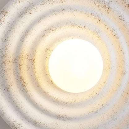 Aplique de Pared LED Estilo Japonés Wabi-Sabi – Lámpara Circular de Resina y Vidrio, Moderna para Pasillos, Baños y Ambientes Loft