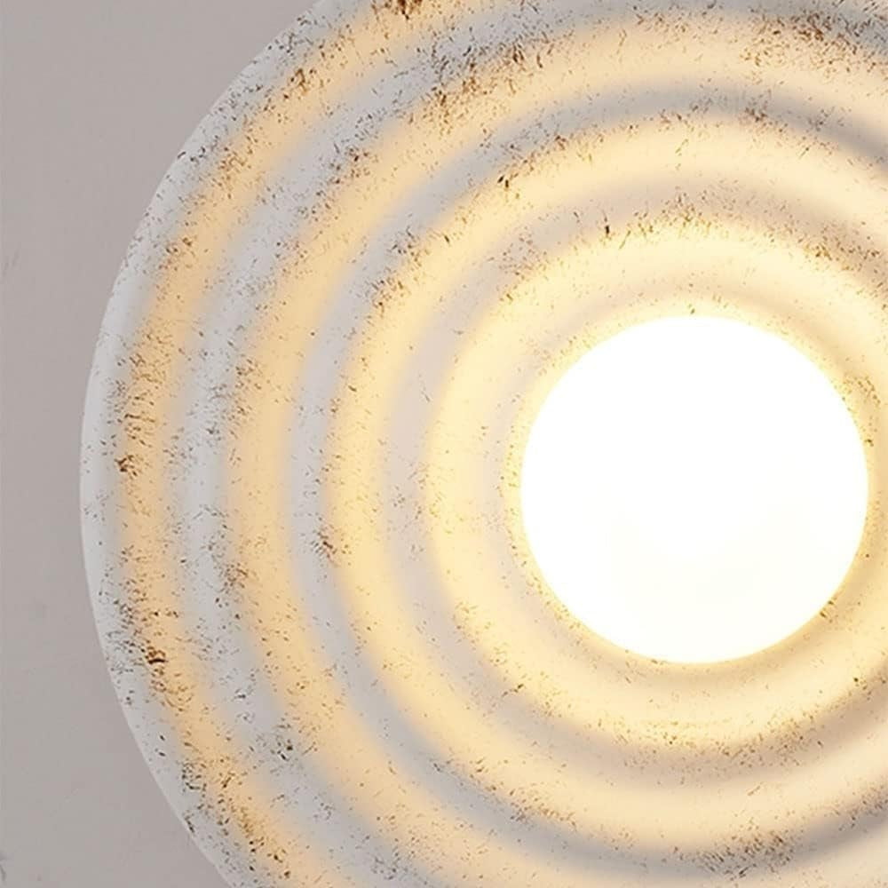 Aplique de Pared LED Estilo Japonés Wabi-Sabi – Lámpara Circular de Resina y Vidrio, Moderna para Pasillos, Baños y Ambientes Loft
