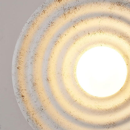 Aplique de Pared LED Estilo Japonés Wabi-Sabi – Lámpara Circular de Resina y Vidrio, Moderna para Pasillos, Baños y Ambientes Loft