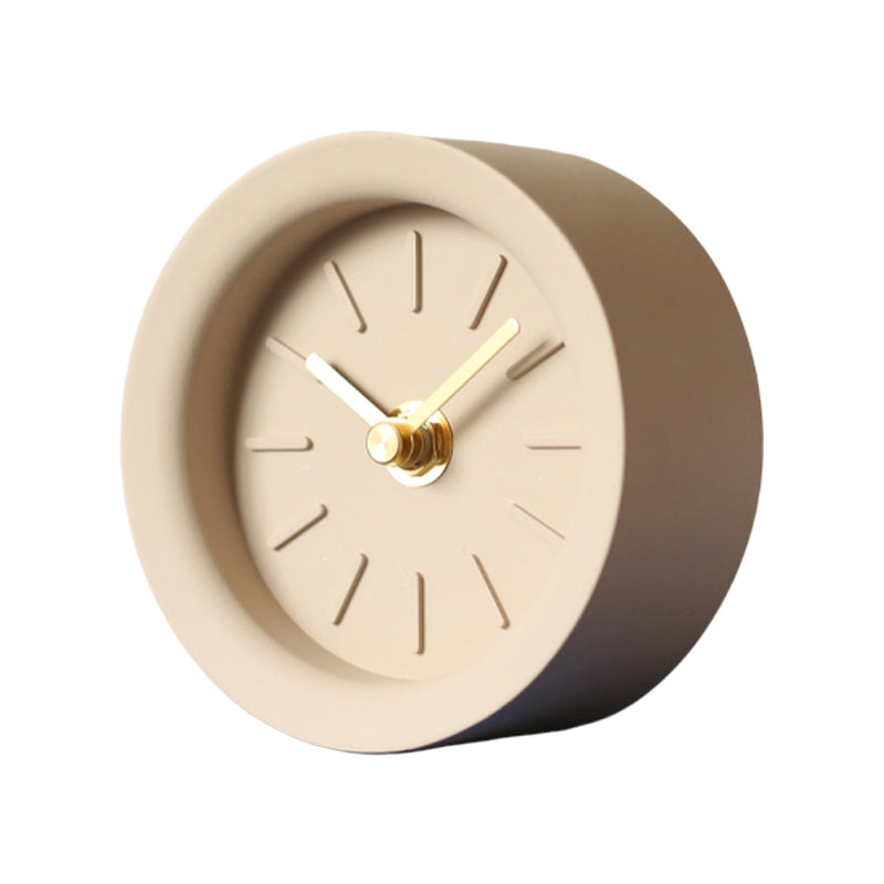 Reloj de Mesa Redondo Minimalista de Cemento – Estilo Industrial Nórdico y Silencioso