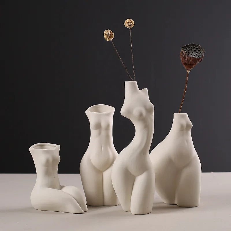 Florero de Cerámica Forma Cuerpo Humano – Decoración Nórdica y Arte para Hogar