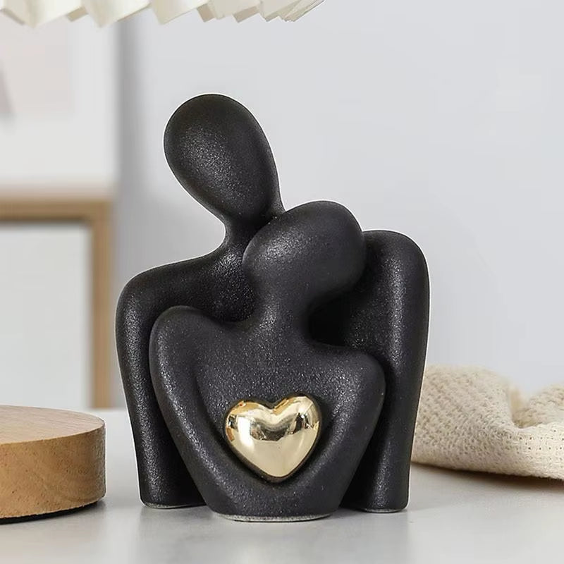 Escultura Abstracta de Pareja en Cerámica – Decoración Moderna Nórdica para Hogar