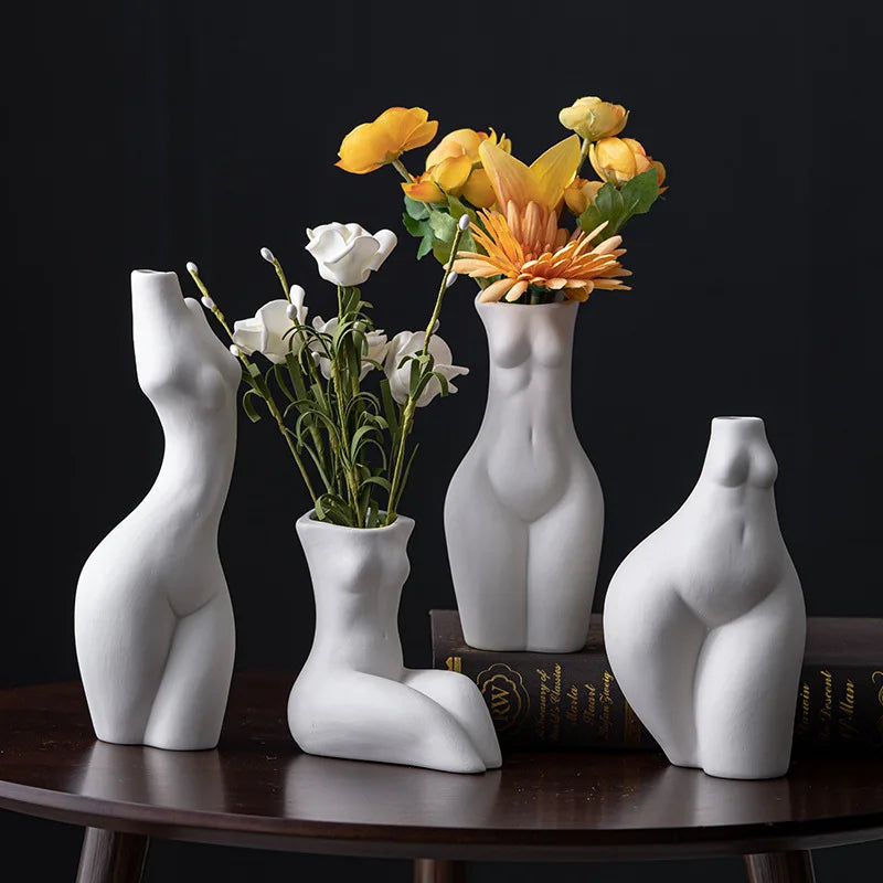 Florero de Cerámica Forma Cuerpo Humano – Decoración Nórdica y Arte para Hogar