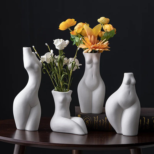 Florero de Cerámica Forma Cuerpo Humano – Decoración Nórdica y Arte para Hogar