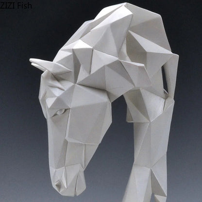 Escultura Cabeza de Caballo en Resina – Decoración Moderna Nórdica Animal Origami