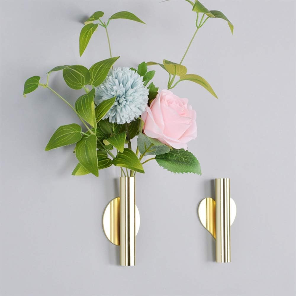Florero de Pared Redondo Estilo Nórdico en Oro – Jarrón Decorativo con Fijación Adhesiva