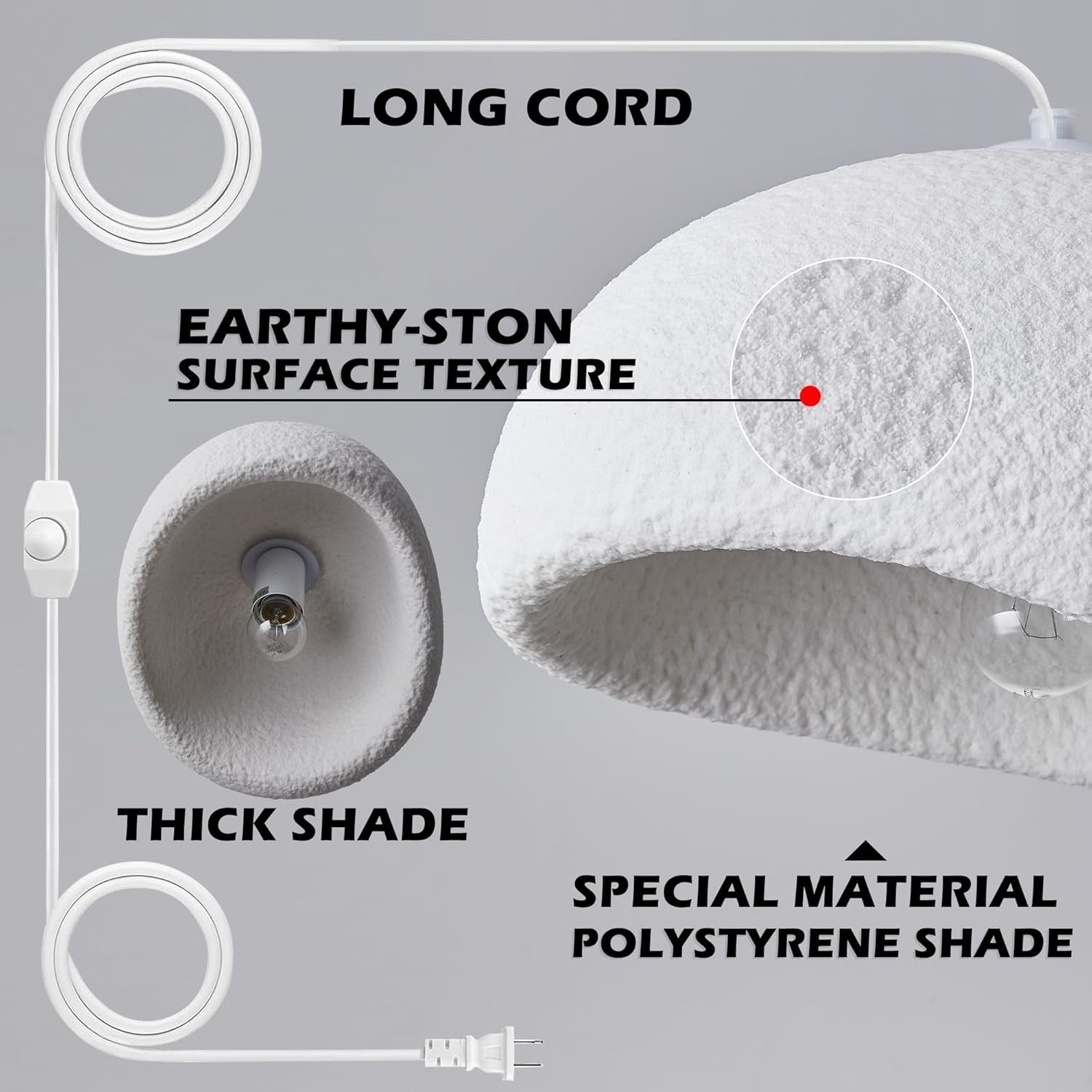 Lámpara Colgante Blanca 30 cm Plug In