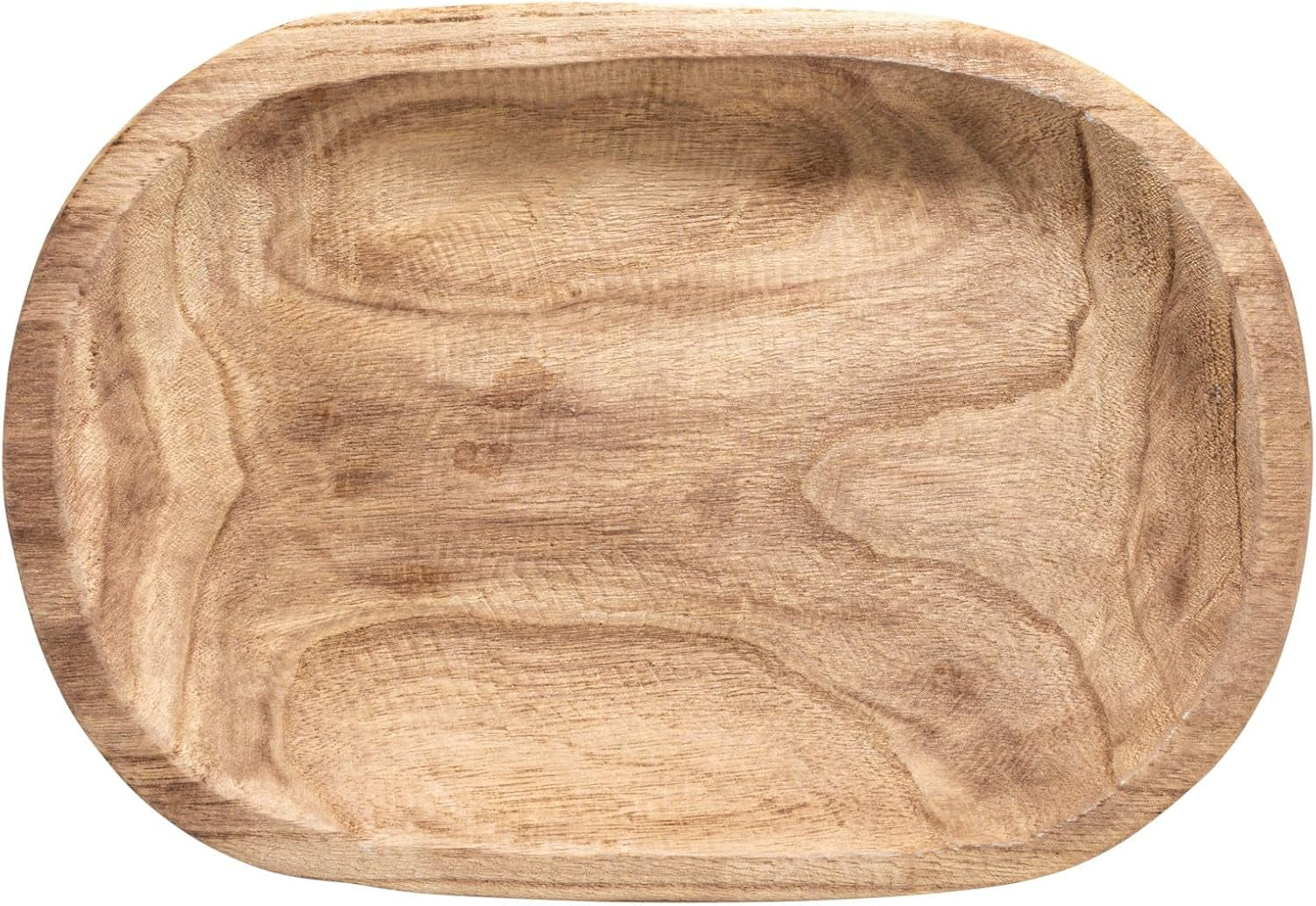 Bowl Ovalado Paulownia Tallado a Mano 37 cm