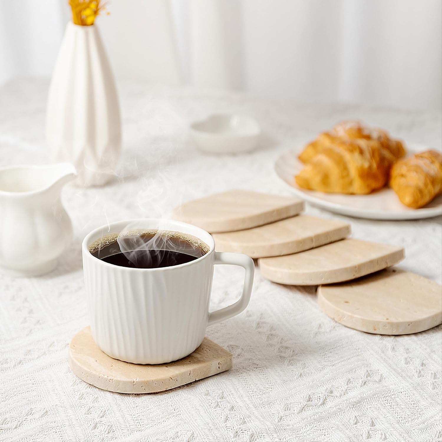 Set 5 Posavasos Mármol Travertino