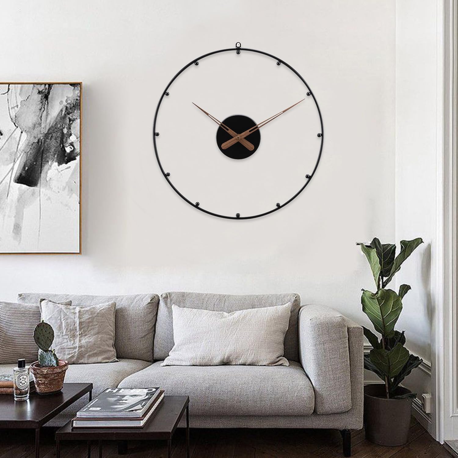Reloj Pared Negro Metal Minimalista 33cm