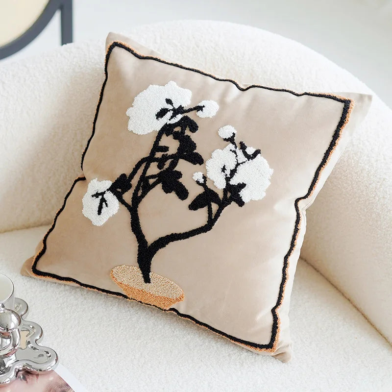 Funda de Almohadón Vintage Nórdica 45x45 cm – Marrón Crema, Estilo Simple y Sofisticado