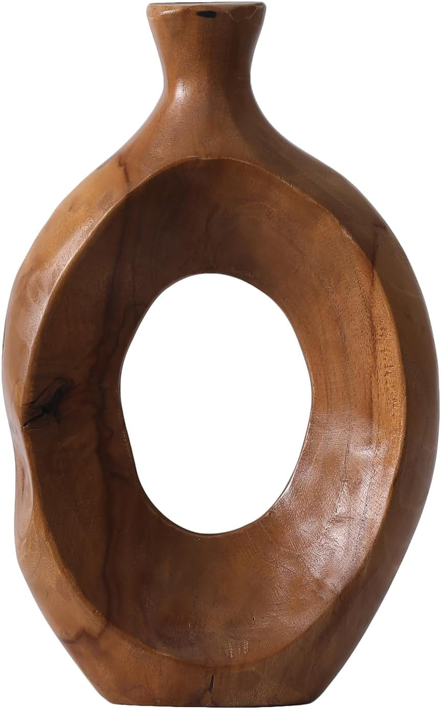 Florero de Madera de Teca Hecho a Mano