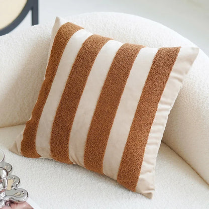 Funda de Almohadón Vintage Nórdica 45x45 cm – Marrón Crema, Estilo Simple y Sofisticado