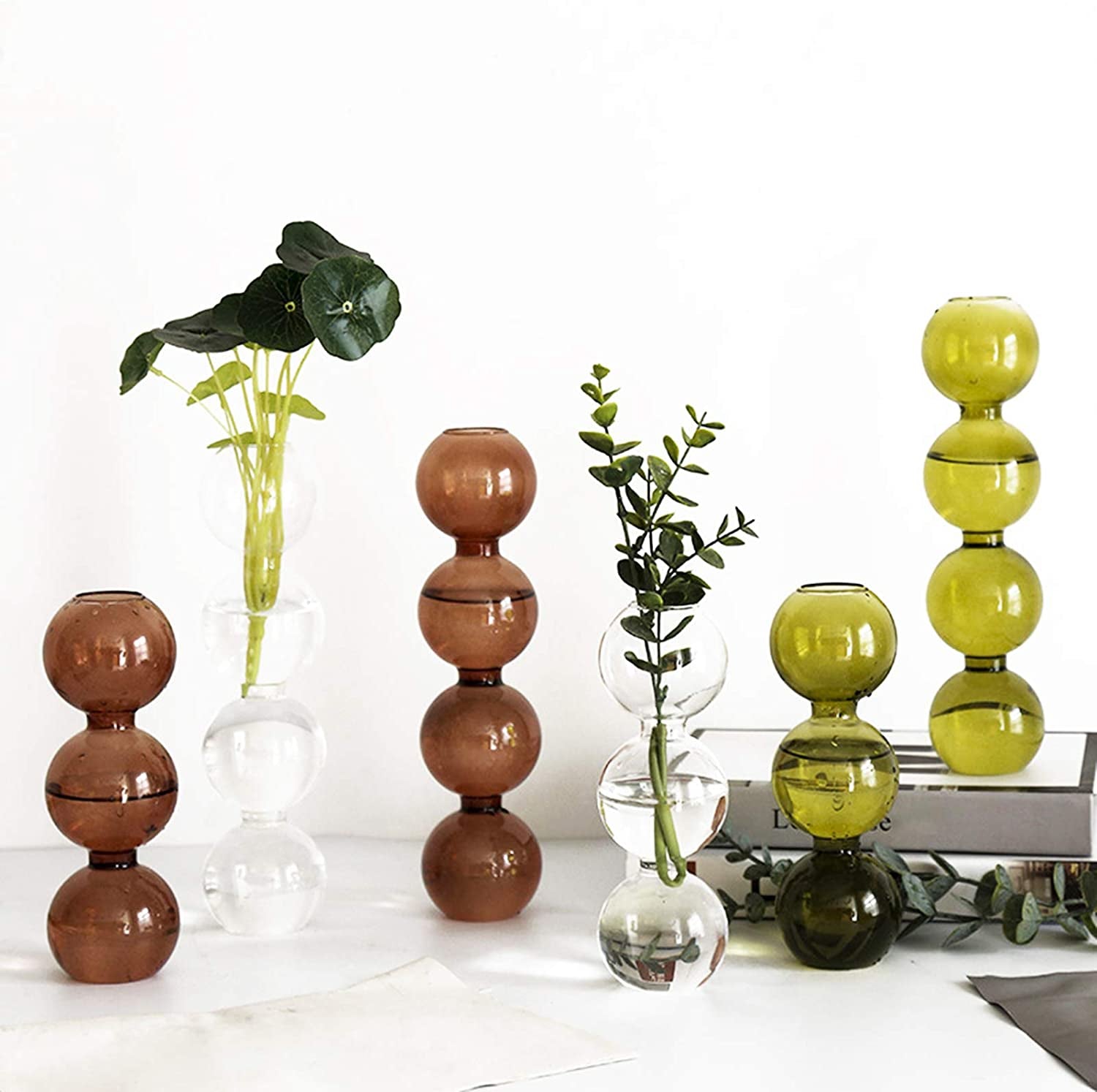 Florero Esférico de Vidrio Transparente Estilo Nórdico – Jarrón Decorativo para Hidroponía