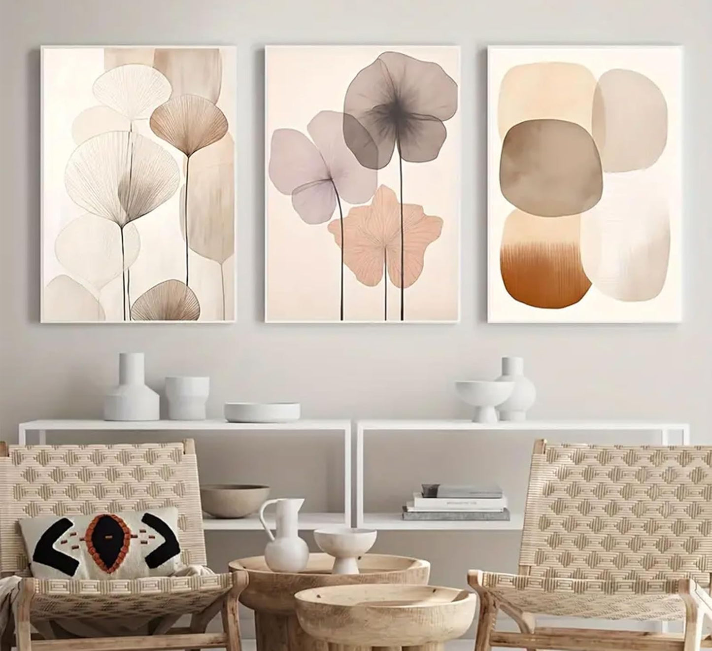 Set Láminas Botánicas Beige 3x 30x40