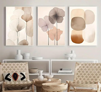 Set Láminas Botánicas Beige 3x 30x40
