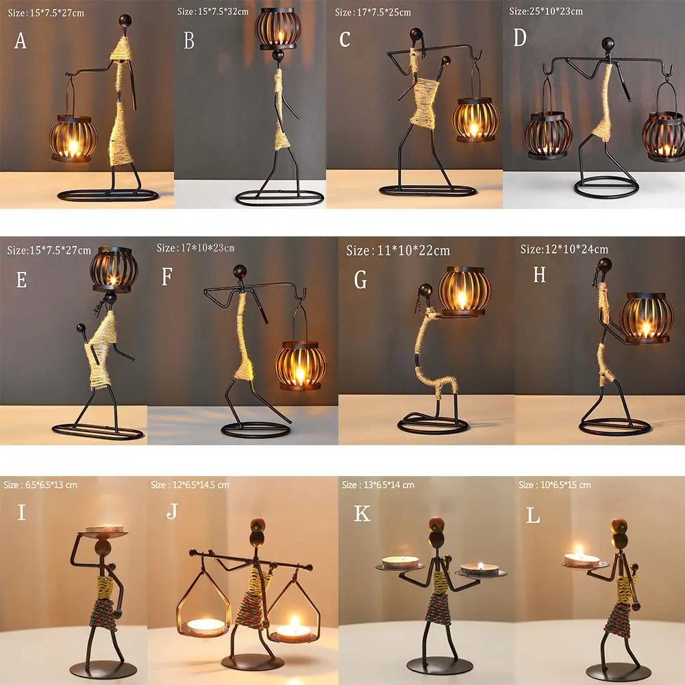 Candelabro Metálico Nórdico – Escultura Abstracta de Personaje Hecha a Mano