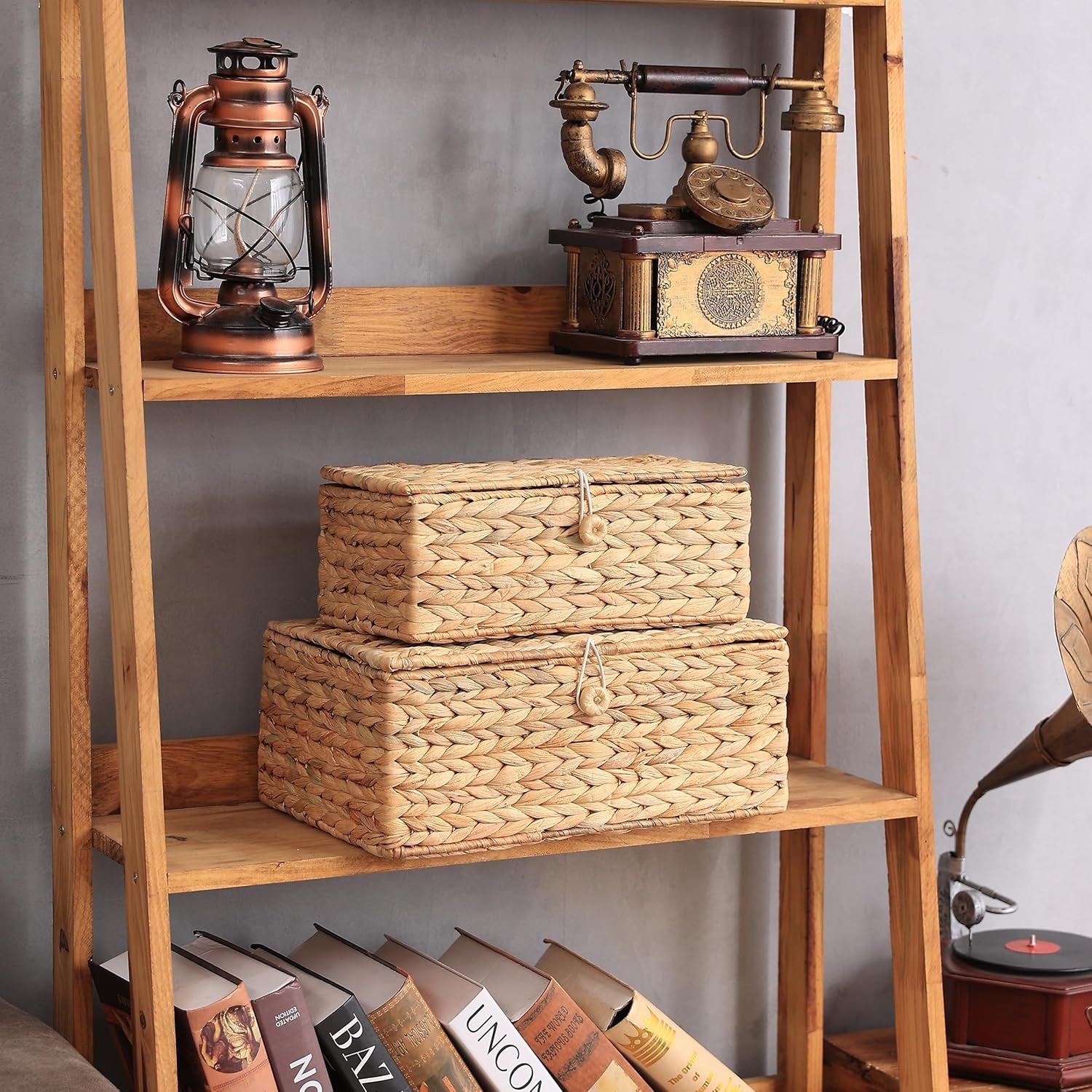 Set 2 Cajas Rattan con Tapa