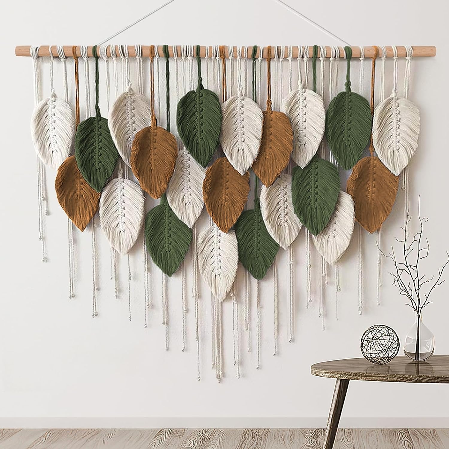 Macramé Boho Grande con Hojas 100x75 cm
