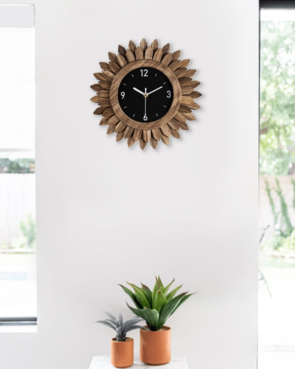 Reloj Pared Sol Madera Boho 30cm